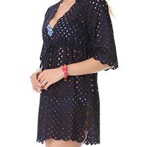 Tory Burch Navy Blue S Eyelet Luna Coverup